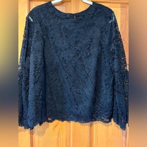 NWT- Worthington- Black Womens Lace Blouse- Size XL